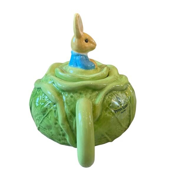Beatrix Potter Peter Rabbit Easter Cabbage Shaped Teapot Bunny Lid Embossed New - Picture 12 of 16